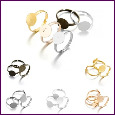 Base de anillo plano 20 piezas 10 mm anillos en blanco ajustables dedo de metal hallazgos de joyería Foto 1 de 4