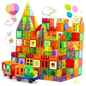 Magnetic Building Tiles for Kids,104PCS Educational Magnetic Stacking Blocks, - Picture 1 of 7