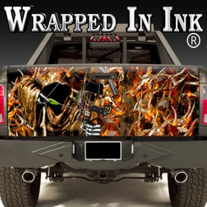 Tailgate Wrap Grim Reaper Bow Hunter with Buck Skull Blaze Obliteration Camo - Picture 1 of 2