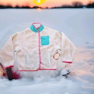 Giacca Pile Avorio Ella Pop Ciottoli Donna PICCOLO Snap-Up Cappotto Leggero con Tasche - Foto 1 di 14