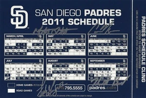Cameron Maybin Mat Latos Heath Bell Luke Gregerson Signed 2011 Padres Schedule - Picture 1 of 7