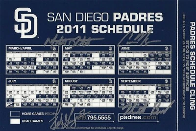 Cameron Maybin Mat Latos Heath Bell Luke Gregerson Firmado 2011 Padres Calendario Foto 1 de 4
