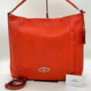 Coach Scout Hobo Tote Bag Hand Bag 2way Leather color Orange USED - Picture 1 of 9