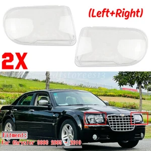 FOR 2005-10 CHRYSLER 300C PAIR REPLACEMENT CLEAR HEADLIGHT LENS COVER LAMPSAHDE - Picture 1 of 10