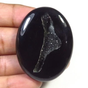 Finestra Naturale Onice Gemme Druse 45x35 mm Geode Agata Ovale Cabochon 90 Cts OD-1344 - Foto 1 di 14