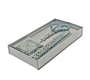 NIB Hancock Fabric Bejeweled Scissors, Ruler, Tape Measure Gift Set Seamstress - Picture 1 of 10
