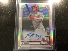 2020 topps 1st bowman chrome logan o'hoppe refractor auto 443/499 phillies