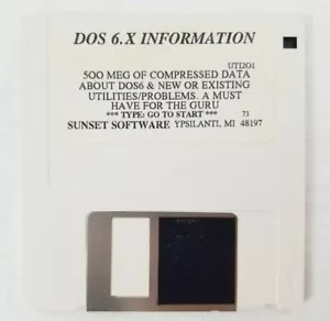 DOS 6.X INFORMACIÓN PARA SOFTWARE WINDOWS-SUNSET - DISCO DE 3.5" - ¡EXCELENTE ESTADO!!¡! - Imagen 1 de 3