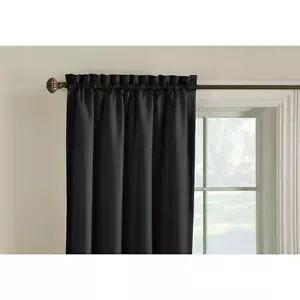 84 in Black Room Darkening Thermal Lined Rod Pocket Single Curtain Panel - Picture 1 of 3