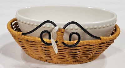 Princess House 2142 Ovalado Ratán-Metal Cesta/2135 Pabellón Mini-Cuenco-NUEVO EN CAJA Foto 1 de 4