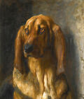 Peinture à l'huile Britannique-Rivière-Sir-Lancelot-A-Bloodhound ancien animal fait main