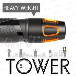 KiWAV Pair Orange Tower Aluminum Bar End weight with Black Base for Victory - Picture 1 of 5