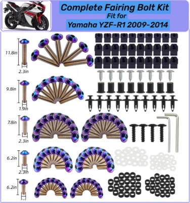 Kit completo de tornillos de plástico para carenado púrpura-azul para Yamaha 2009-2014 YZFR1 Foto 1 de 4
