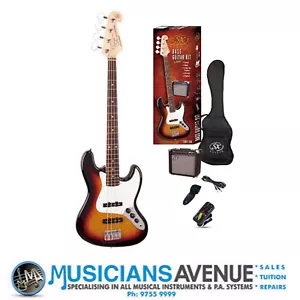 SX Jazz Bass Guitar And Amp Pack (SB1SKTS) + Free Online Lessons - Picture 1 of 1