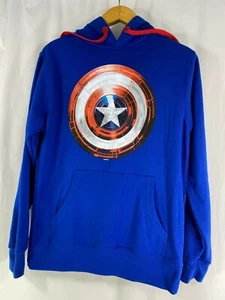 Marvel Captain America Herren S blau Bürgerkrieg Distressed Schild Hoodie neu mit Etikett - Bild 1 von 10