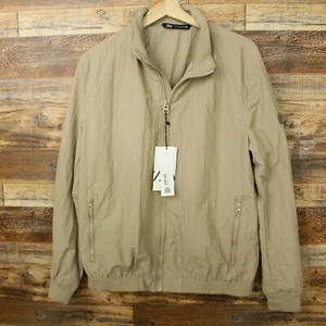 ZARA Mens JACKET Size L Full Zip lightweight Windbreaker Beige - Picture 1 of 12