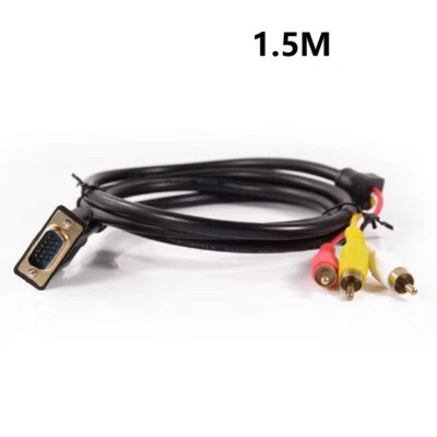 5 Fuß 1,5 m VGA zu 3 Cinch Stecker Kabel Komponente AV Adapter Konverter PC Video Kabel - Bild 1 von 4