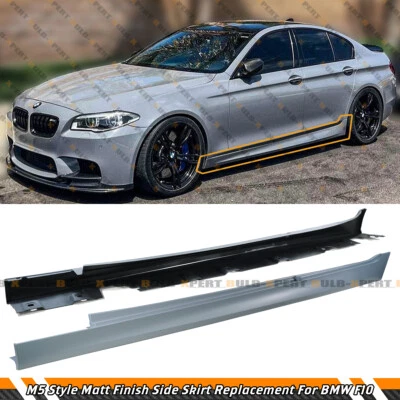 M5 Style Primer Matt Finish Side Skirt Extensions For 2011-2016 BMW F10 5 Series - Image 1 of 4