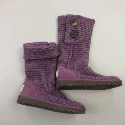 Botas Ugg para mujer talla 4 púrpura 5649 botones laterales tejidos Foto 1 de 4