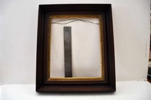 Vtg Brown Wood 3" DEEP WELL Frame w/ Gold Ornate Stencil Gold 16 3"H x 141/2 " - Picture 1 of 2