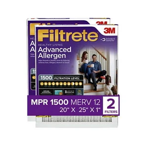Filtrete 20x25x1 Air Filter MPR 1500 MERV 12Advanced Allergen Reduction 2Filters