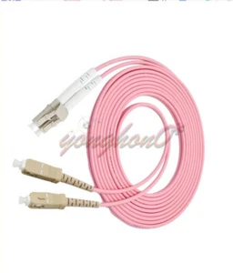 1M LC UPC to SC UPC Duplex OM4 Multimode 3.0mm Fiber Optic Patch Cord Cable - Picture 1 of 7