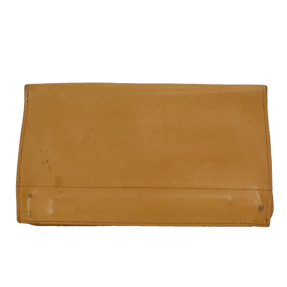 Cartera Bosca vintage para mujer de cuero marrón doble pliegue bolso sin asas con bisagras bolsa a presión cremallera Foto 1 de 4