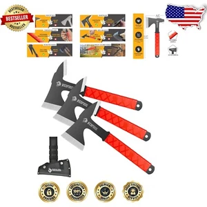 Compact 3-Pack Throwing Tomahawks with Durable Nylon Sheath for Outdoor Games - Picture 1 of 8