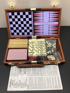10 in 1 J&B Games Jeux set w/ brown faux leather carrying case New! - Picture 1 of 6