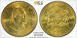 1980 Kenya 10c PCGS SP65 Kings Norton Mint Specimen - Picture 1 of 1