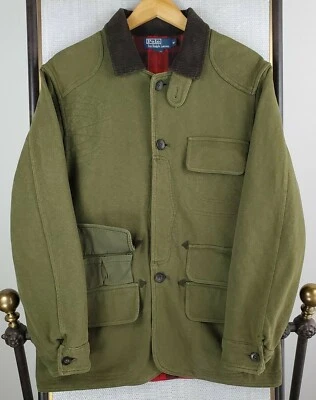POLO RALPH LAUREN VTG Size Medium Olive Green Corduroy Hunting Field Jacket Coat - Image 1 of 4