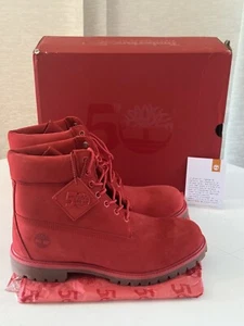Timberland 6Inch Premium Red WATERPROOF Boots Nubuck 50th Anniversary Mens S-11 - Picture 1 of 11