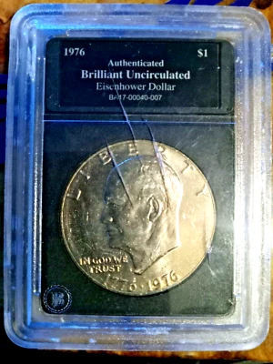 Eisenhower 1976 Dollar $1 Authenticated Brilliant Uncirculated  BA17-00040-007 - Image 1 of 2