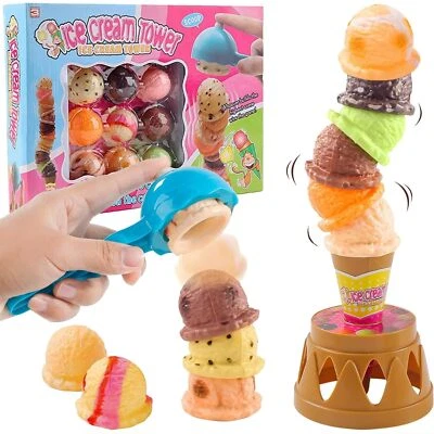 	Ice Cream Stacking Tower Balancing Game with Scooper for Kids Pretend Food P... - Image 1 of 4