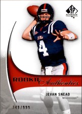 2010 SP Authentic #227 Jevan Snead Rookie Football Card /999