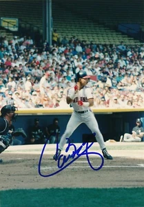 VINTAGE Carlos Baerga Signed 1990s Type 1 6x8 Photo Cleveland Indians MINT RARE - Picture 1 of 3