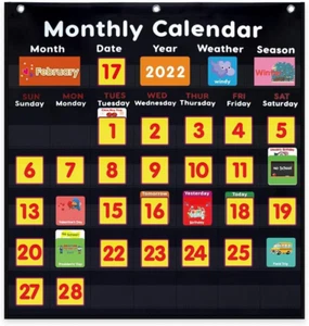 Monthly Calendar Pocket Chart Classroom,Monthly & Weather Pocket Chart,Monthly C - Picture 1 of 12