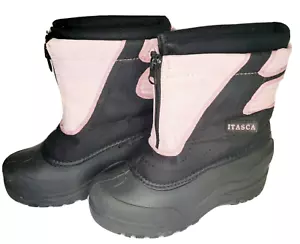 Itasca Niñas Botas de Nieve Aisladas Juveniles Talla 2 Rosa/Negro Pull On Botas - Imagen 1 de 4