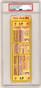 1941 Juego de la Serie Mundial 3 PSA ¡Boleto completo de Nueva York Yankees Brooklyn Dodgers! - Imagen 1 de 2