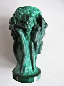 Jarrón original 1930 ART DECO checo malaquita jade vidrio Hoffmann/Schlevogt ninfas - Imagen 1 de 8