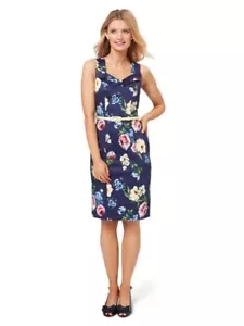 NEW Review I'm Honoured Size 10 Blue Floral Shift Dress Lined with Belt - Foto 1 di 18