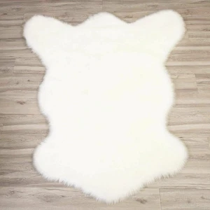 White Bear Rug Faux Sheepskin Fur Area Rug Cowhide Rug Faux Fur Rugs 5X6'Ft US