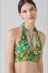 NWT Urban Outfitters Floral Valeria Halter Top, Women's Large (Green Floral) - Picture 1 of 12