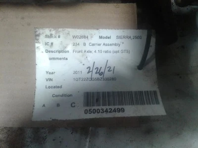 Front Differential Carrier 11 2011 GMC Sierra 2500 4.10 Gear Ratio 4X4 4WD Foto 1 de 4