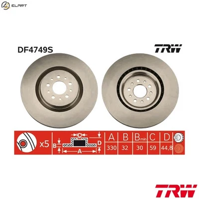 2x BRAKE DISC DF4749S FOR ALFA ROMEO 936A/932A.000 3.2L 6cyl GT - Image 1 of 4