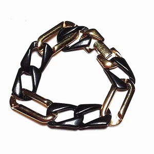  Vintage Papier marineblau goldfarben Emaille 7" Kette Gliederarmband gebraucht, in einwandfreiem Zustand - Bild 1 von 5