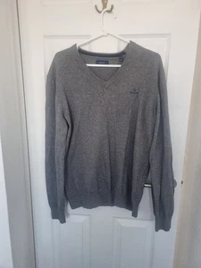 GANT Grey Cotton V Neck Jumper Sweater Size M P2P 20" - Picture 1 of 11