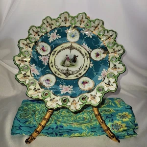 Antique Porcelain Reticulated Serving/Decorative 11" Plate Handpainted EUC - Picture 1 of 6