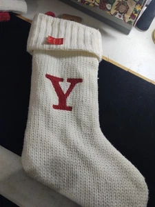 Christmas Stocking Wondershop Cable Knit Monogram Red w/white "Y" 18" NWT - Picture 1 of 6