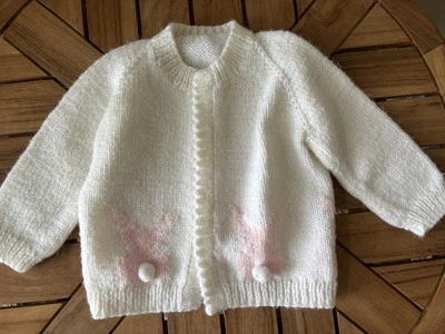 Cárdigan Suéter Infantil Tejido a Mano Conejito De Colección Bebé Niña 0-6M LEER Foto 1 de 4